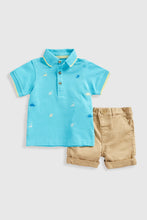 Load image into Gallery viewer, Mothercare Embroidered Polo Shirt and Shorts Set