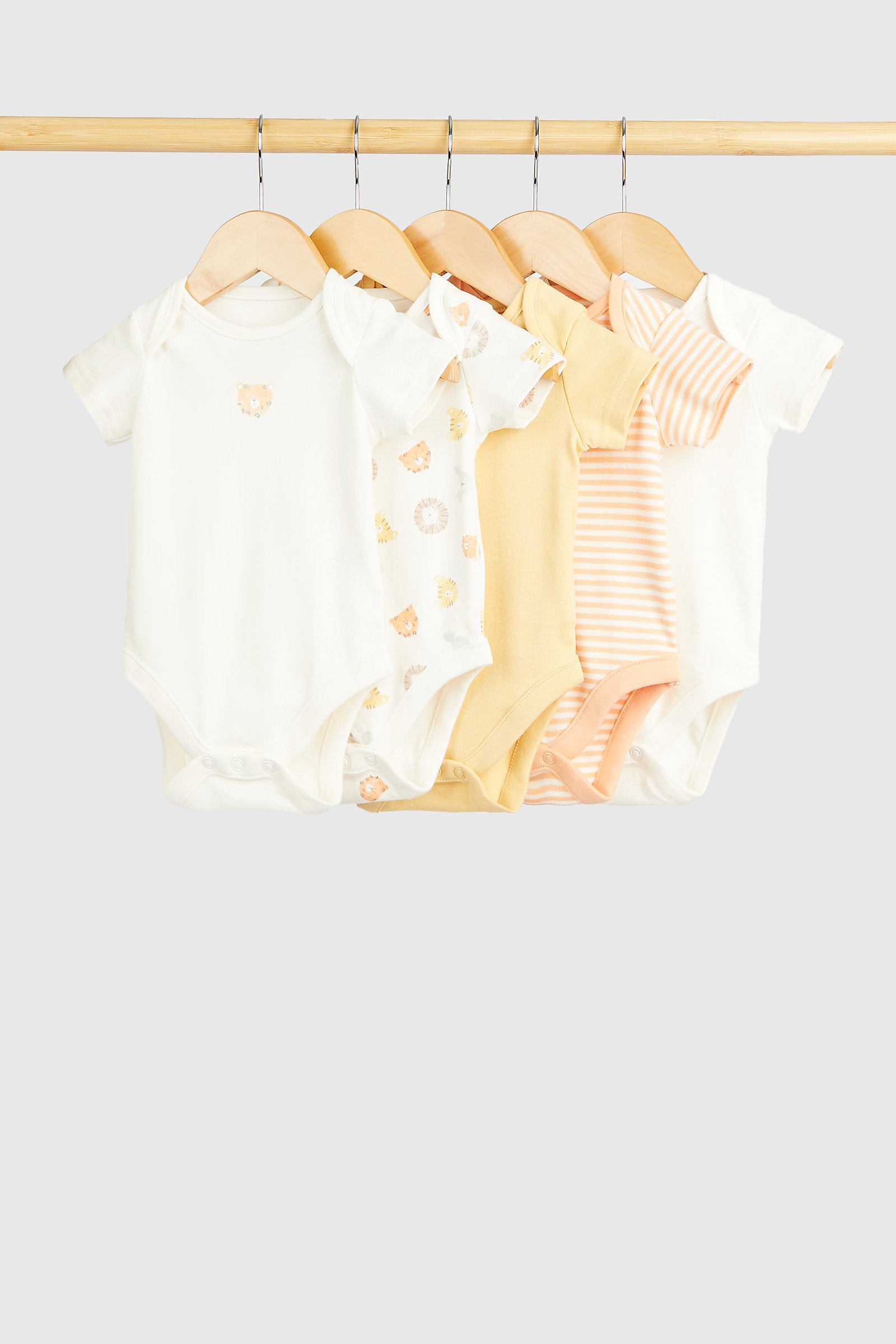 3-Pack Short Sleeve Organic Bodysuits - Safari Dreams, Meadow Mist Green and White