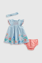 Load image into Gallery viewer, Mothercare Denim Dress, Headband and Knickers