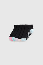 Load image into Gallery viewer, Mothercare Black Stripe Trainer Socks - 5 Pack