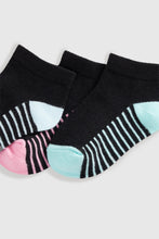 Load image into Gallery viewer, Mothercare Black Stripe Trainer Socks - 5 Pack