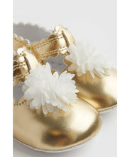 Load image into Gallery viewer, Mothercare Gold Flower Pram Shoes