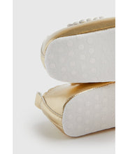 Load image into Gallery viewer, Mothercare Gold Flower Pram Shoes