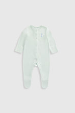 Load image into Gallery viewer, Mothercare Blue Floral Baby Sleepsuits - 3 Pack