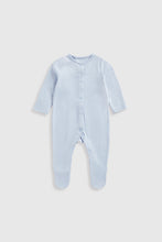 Load image into Gallery viewer, Mothercare Blue Floral Baby Sleepsuits - 3 Pack