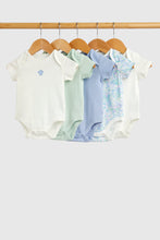 Load image into Gallery viewer, Mothercare Blue Floral Short-Sleeved Bodysuits - 5 Pack