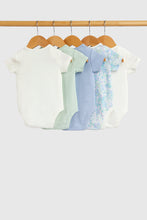 Load image into Gallery viewer, Mothercare Blue Floral Short-Sleeved Bodysuits - 5 Pack