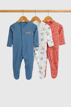 Load image into Gallery viewer, Mothercare Vehicles Baby Sleepsuits - 3 Pack