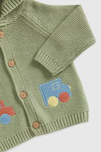 Load image into Gallery viewer, Mothercare Green Car Hooded Cardigan