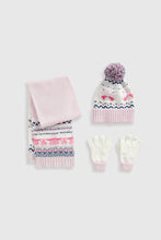 Load image into Gallery viewer, Mothercare Pink Knitted Hat, Scarf and Gloves Set