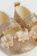 Load image into Gallery viewer, Mothercare Gold Glitter Pram Shoes