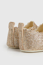 Load image into Gallery viewer, Mothercare Gold Glitter Pram Shoes