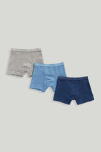 Load image into Gallery viewer, Mothercare 3 Pack Blue Trunk Briefs