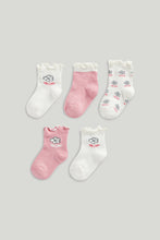 Load image into Gallery viewer, Mothercare Pink Flower Baby Socks - 5 Pack