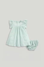 Load image into Gallery viewer, Mothercare Green Woven Dress and Knickers