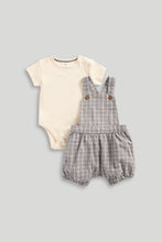 Load image into Gallery viewer, Mothercare Checked Bibshorts and Bodysuit Set