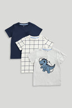 Load image into Gallery viewer, Mothercare Dino Check T-Shirts - 3 Pack