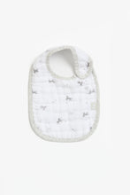 Load image into Gallery viewer, Mothercare Grey Zebra Muslin Newborn Bibs - 3 Pack