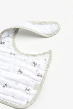 Load image into Gallery viewer, Mothercare Grey Zebra Muslin Newborn Bibs - 3 Pack