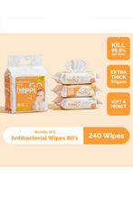 Load image into Gallery viewer, Hoppi Anti-Bacterial Wipes - 80 Pack X 3