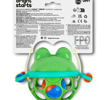 Bright Starts Oball Easy Grasp Jingle & Shake Pal Rattle Bpa-Free Infant Toy, Green Frog
