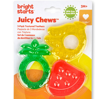 Bright Starts Juicy Chews Textured Teethers - Watermelon, Pineapple, Banana 3 Packs