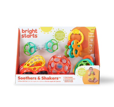 Bright Starts Soothers & Shakers 5-Piece Gift Set, on the Go Baby Toys