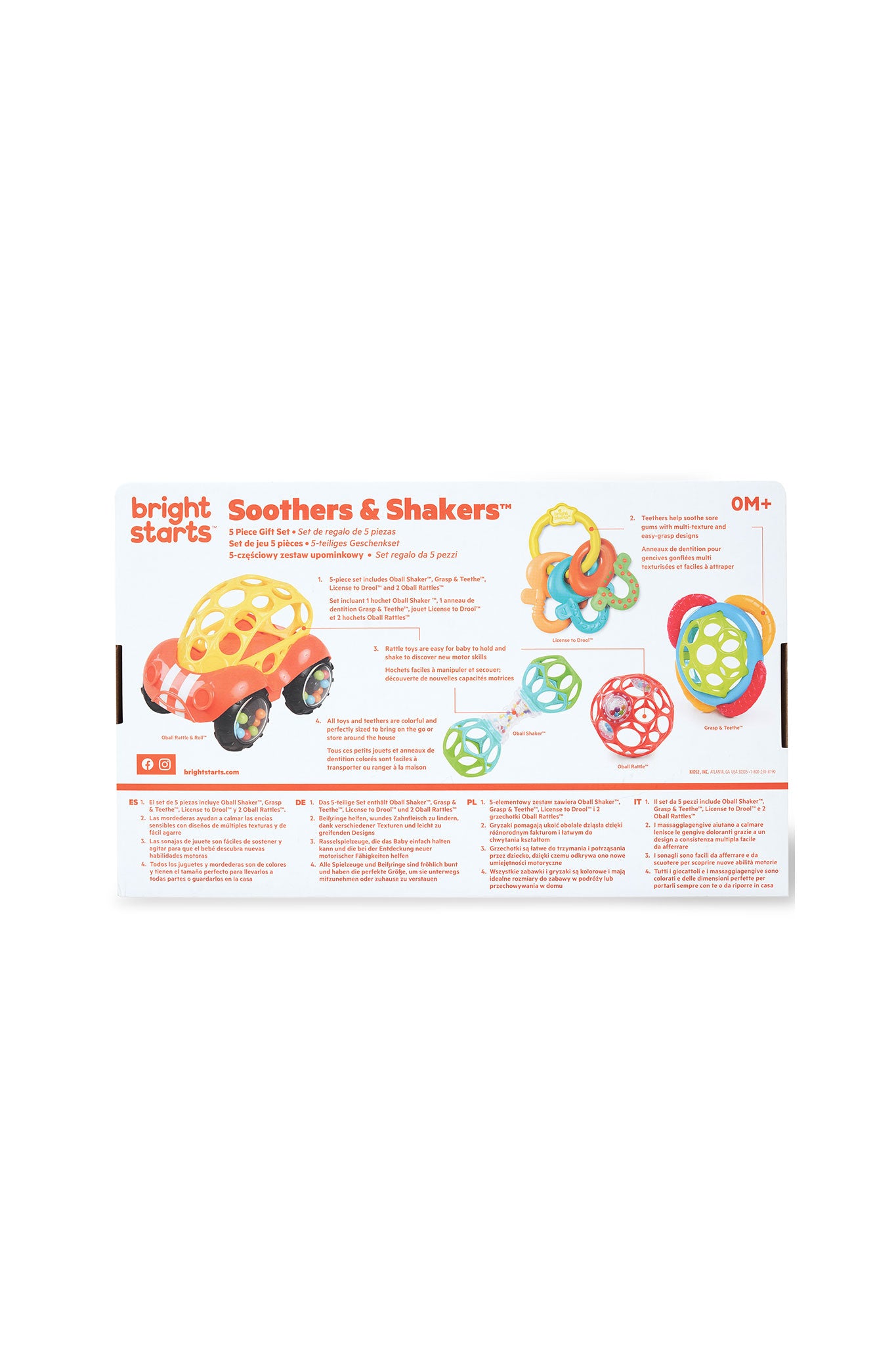 Bright Starts Soothers & Shakers 5-Piece Gift Set, on the Go Baby Toys