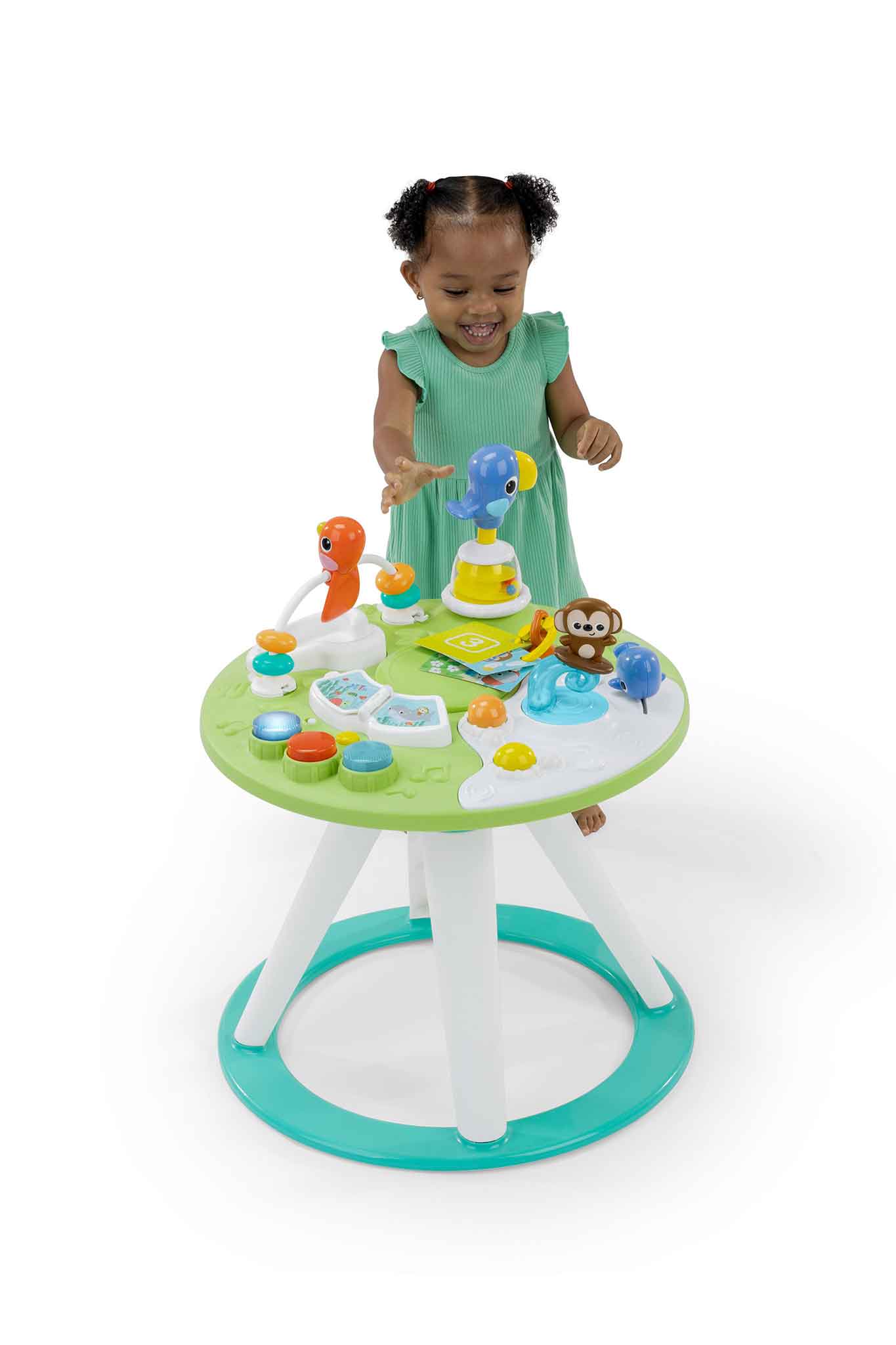 Bright Starts Around We Go 2-in-1 Walk Around Activity Center & Table Tropic Cool