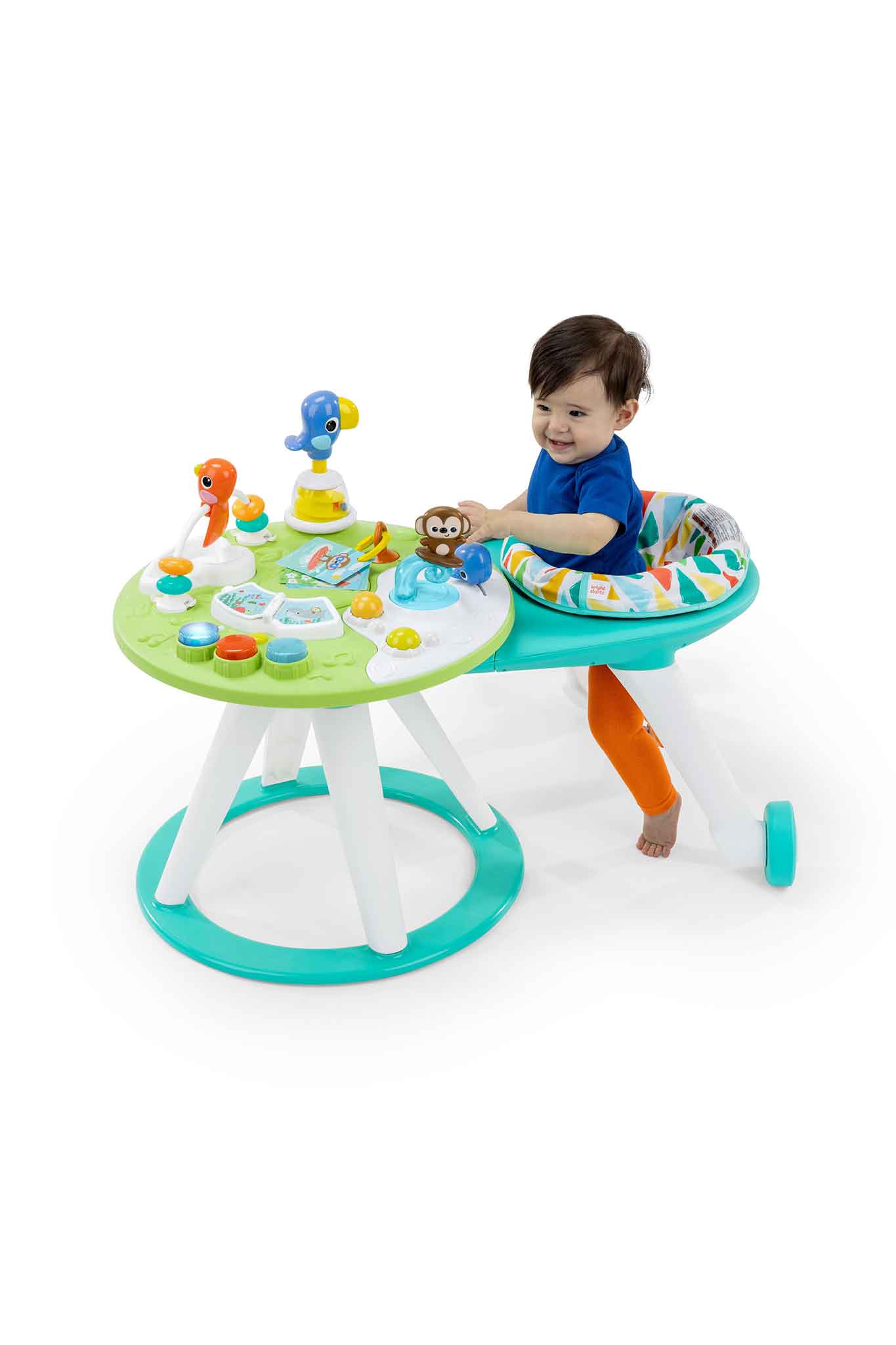 Bright Starts Around We Go 2-in-1 Walk Around Activity Center & Table Tropic Cool