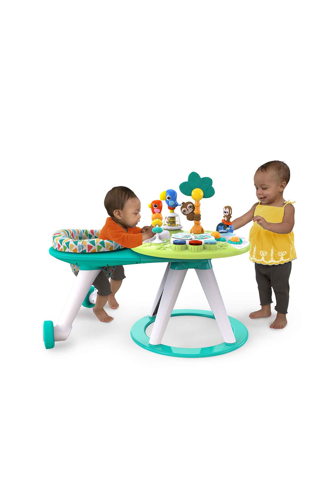 Bright Starts Around We Go 2-in-1 Walk Around Activity Center & Table Tropic Cool