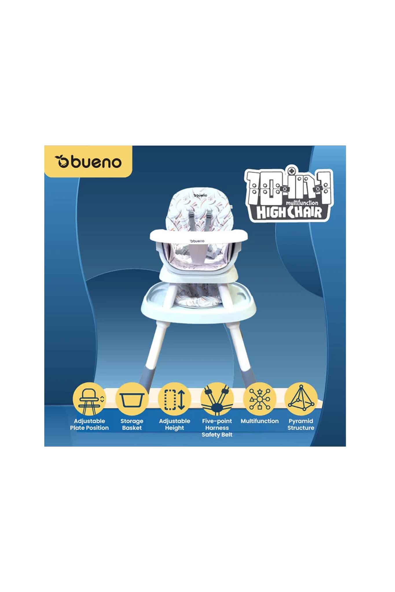 Bueno Grow360 10In1 Multifunction High Chair & Activity Center Blue