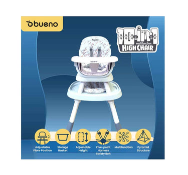 Bueno Grow360 10In1 Multifunction High Chair & Activity Center Blue