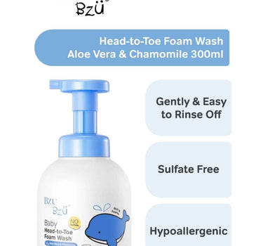 Bzu Bzu Baby Head to Toe Foam Wash Aloe Vera & Chamomile 300ml