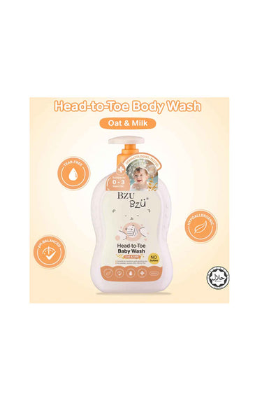 Bzu Bzu Oat & Milk Head to Toe Baby Wash - 600ml