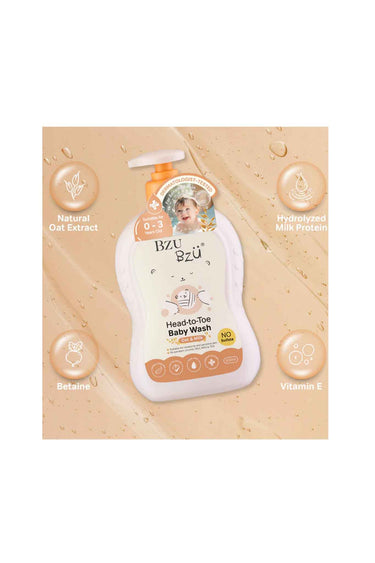 Bzu Bzu Oat & Milk Head to Toe Baby Wash - 600ml