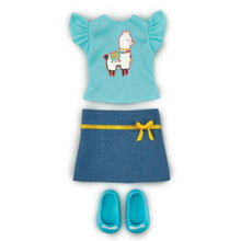 Load image into Gallery viewer, Addo R Friends No Prob-Llama Top &amp; Skirt Set Teal
