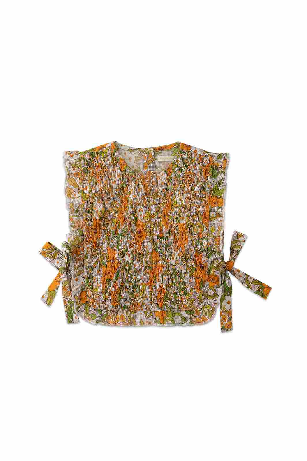 Gingersnaps Cable Smocked Top with Ruffle Edge and Side Ties