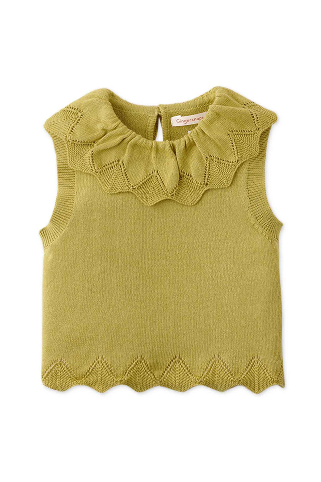Gingersnaps Scalloped Edge Neck and Hem Knitted Top