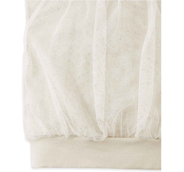 Gingersnaps Terry Top with Ruched Tulle Overlay