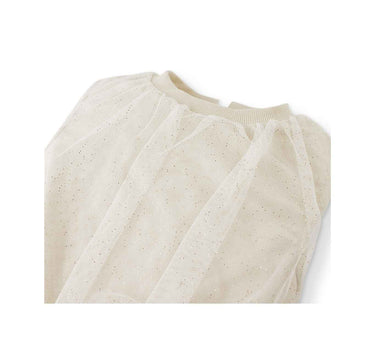Gingersnaps Terry Top with Ruched Tulle Overlay