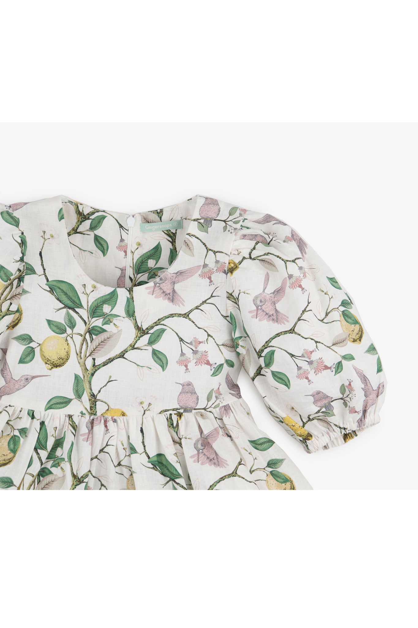 Gingersnaps Puff Sleeves Printed Linen Dress