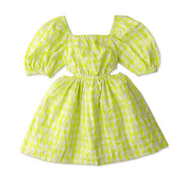 Gingersnaps Gingham Embroidered Eyelet Cut Out Dress