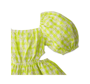 Gingersnaps Gingham Embroidered Eyelet Cut Out Dress