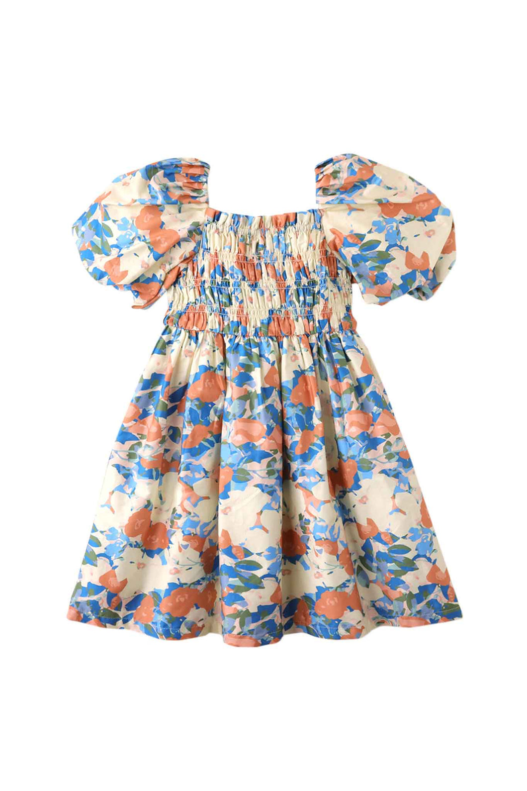 Gingersnaps Toile Print Dress with Smocked Bodice & Bubble Sleeves