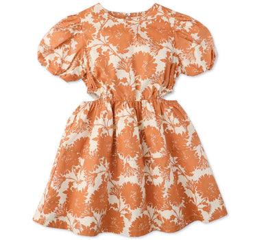Gingersnaps Printed Dress with Puff Sleeves and Side Peek-A- Boo
