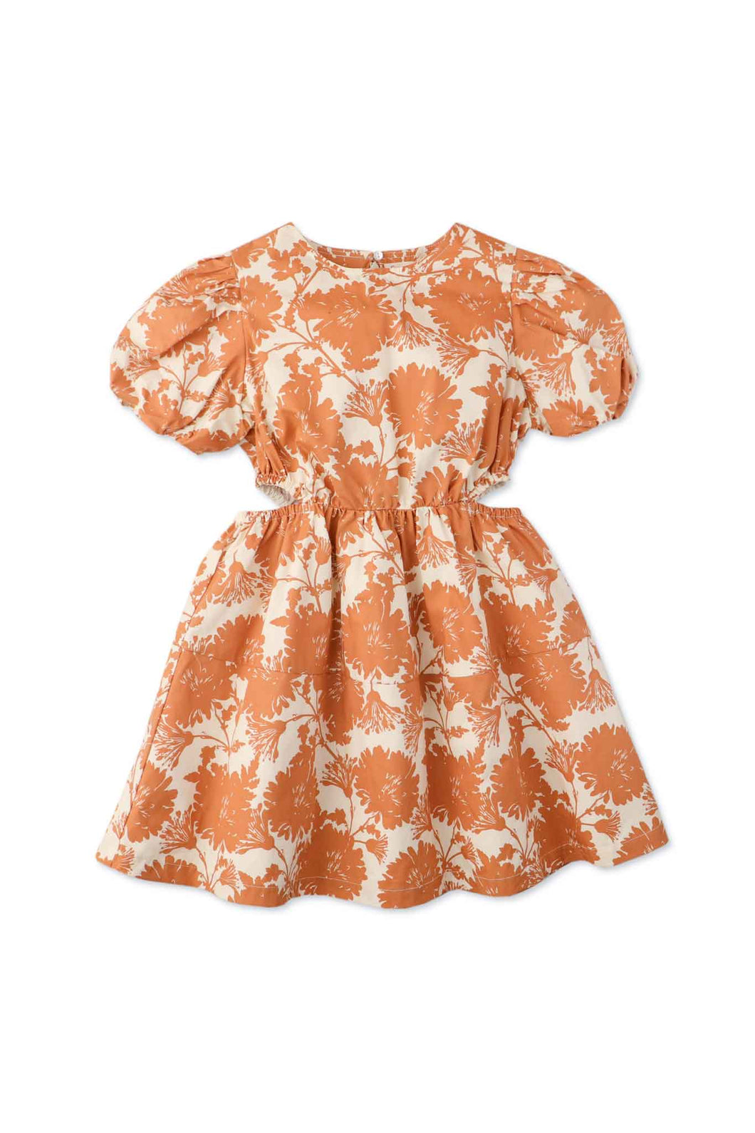 Gingersnaps Printed Dress with Puff Sleeves and Side Peek-A- Boo