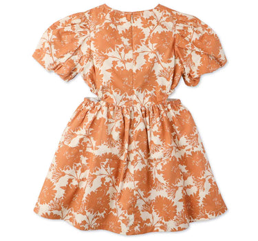 Gingersnaps Printed Dress with Puff Sleeves and Side Peek-A- Boo