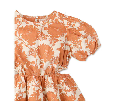 Gingersnaps Printed Dress with Puff Sleeves and Side Peek-A- Boo
