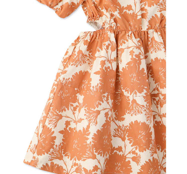 Gingersnaps Printed Dress with Puff Sleeves and Side Peek-A- Boo
